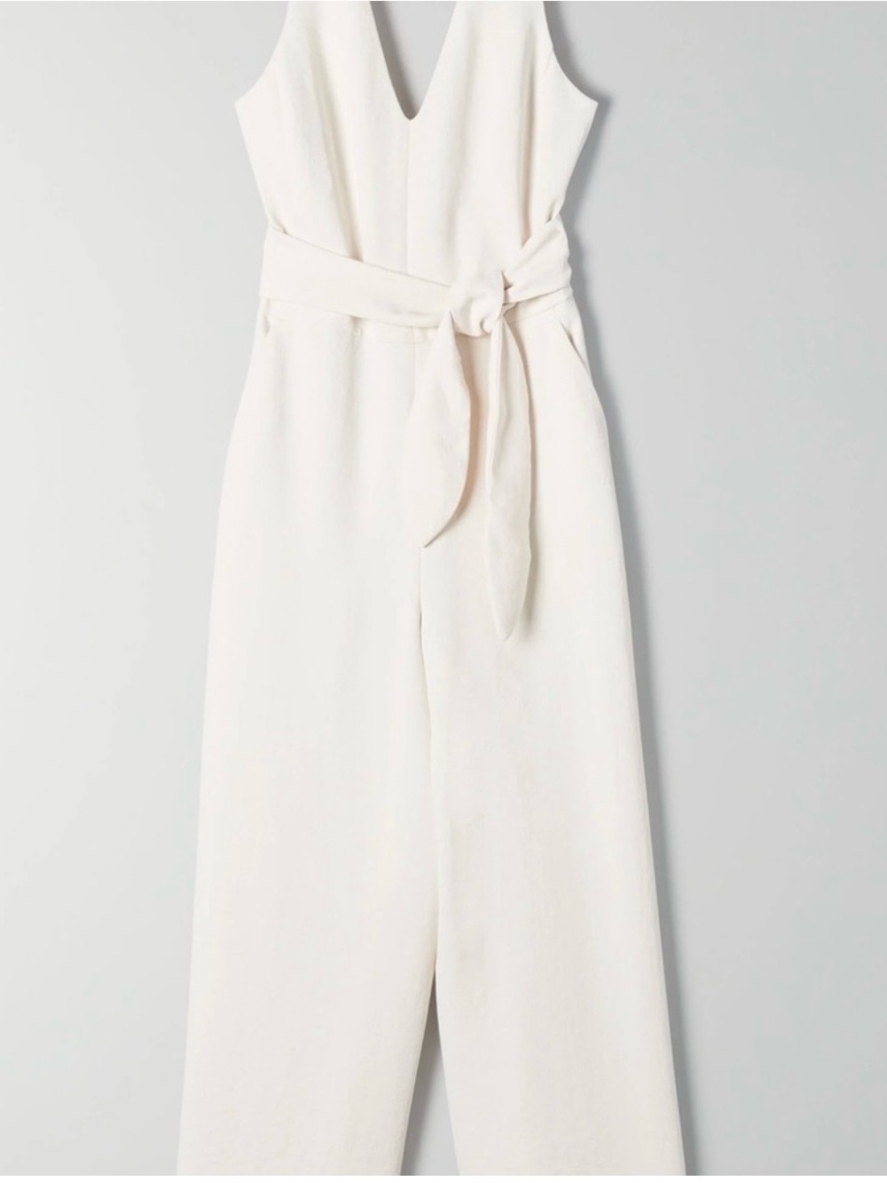 Aritzia Cream Sleeveless Jumpsuit with Tie Waist